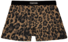 Tom Ford Velvet-trimmed Leopard-print Stretch-silk Boxer Shorts In 258 Light Brown