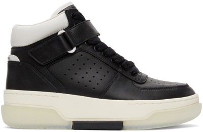 Amiri Stadium Black Leather Hi-top Trainers In Black And White