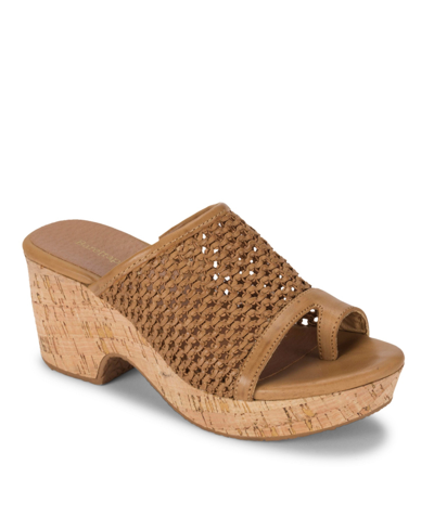 Baretraps Bethie Womens Open Toe Heels Wedge Sandals In Caramel