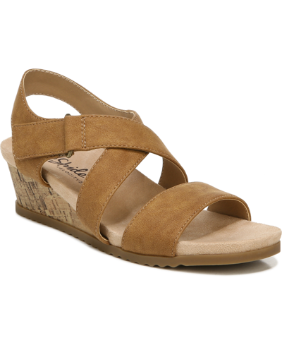 Lifestride Sincere Strappy Wedge Sandals In Tan Faux Leather