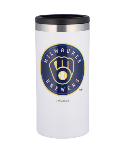 Memory Company Milwaukee Brewers Team Logo 12 oz Slim Can Holder In White