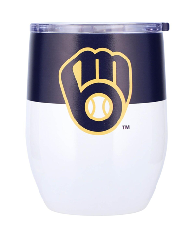 Logo Brands Milwaukee Brewers 16 oz Colorblock Stainless Steel Curved Tumbler In White