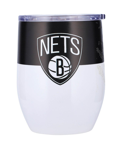 Logo Brands Brooklyn Nets 16 oz Colorblock Stainless Steel Curved Tumbler In Multi