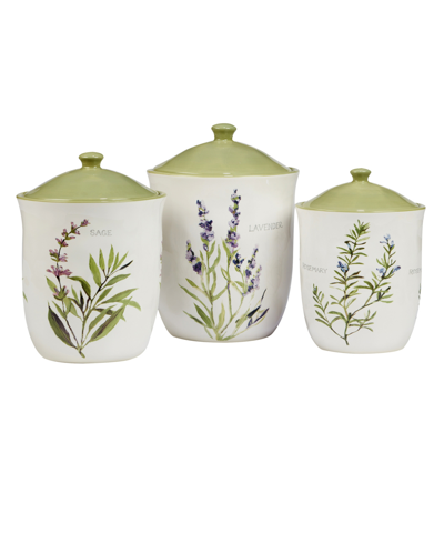 Certified International Fresh Herbs Canister Set, 3 Piece In Green