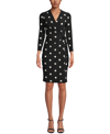 Anne Klein Dot Print Long Sleeve Wrap Dress In Anne Black/anne White