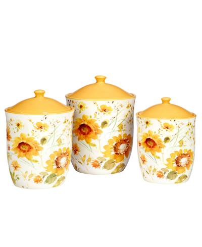 Certified International Sunflowers Forever 3pc Canister Set In Multicolor