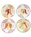 Certified International Sweet Spicy Salad Plate, Set Of 4 In Red/multi