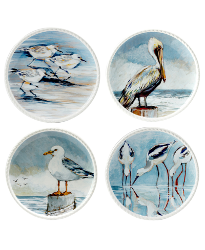 Certified International Shorebirds Salad Plate, Set Of 4 In Blue