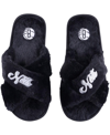 FOCO WOMEN'S FOCO BROOKLYN NETS SCRIPT CROSS SLIDE SLIPPERS