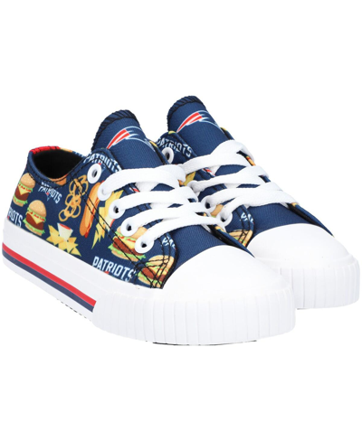 Foco Youth Boys And Girls  New England Patriots Food Print Low Top Canvas Sneakers In Navy