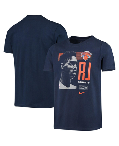 Nike Youth Boys  Rj Barrett Blue New York Knicks 2019 Nba Draft Pick Performance T-shirt