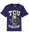 CHAMPION BIG BOYS AND GIRLS PURPLE TCU HORNED FROGS STRONG MASCOT T-SHIRT