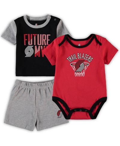 Outerstuff Infant Boys And Girls Black Portland Trail Blazers Team Putting Up Numbers Bodysuit T-shirt And Shor