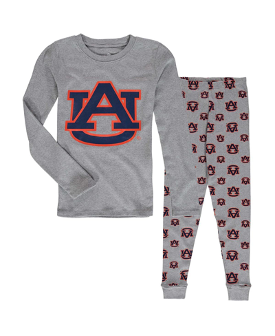 Outerstuff Youth Boys Heathered Gray Auburn Tigers Long Sleeve T-shirt And Pant Sleep Set