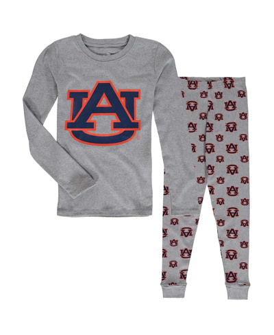 Outerstuff Kids' Youth Boys Heathered Gray Auburn Tigers Long Sleeve T-shirt And Pant Sleep Set