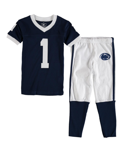 WES & WILLY PRESCHOOL BOYS AND GIRLS WES & WILLY NAVY PENN STATE NITTANY LIONS FOOTBALL PAJAMA SET