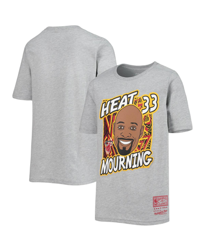 Mitchell & Ness Kids' Big Boys  Alonzo Mourning Heathered Gray Miami Heat Hardwood Classics King Of The Cou