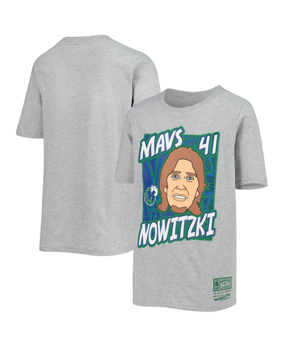 Mitchell & Ness Kids' Big Boys  Dirk Nowitzki Heathered Gray Dallas Mavericks Hardwood Classics King Of The