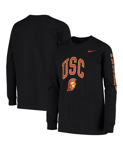 Nike Big Boys  Black Usc Trojans Arch & Logo 2-hit Long Sleeve T-shirt