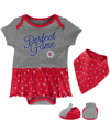 OUTERSTUFF GIRLS INFANT HEATHERED GRAY LA CLIPPERS PRACTICE MAKES PERFECT BODYSUIT BIB BOOTIES SET