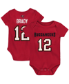 Outerstuff Newborn Boys And Girls Tom Brady Red Tampa Bay Buccaneers Mainliner Player Name And Number Bodysuit In Red