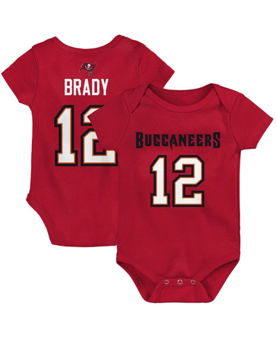 Outerstuff Newborn Boys And Girls Tom Brady Red Tampa Bay Buccaneers Mainliner Player Name And Number Bodysuit