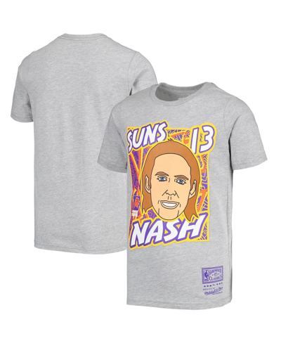 Mitchell & Ness Kids' Big Boys  Steve Nash Gray Phoenix Suns Hardwood Classics King Of The Court Player T-s