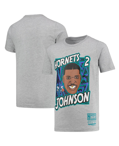 Mitchell & Ness Big Boys  Larry Johnson Gray Charlotte Hornets Hardwood Classics King Of The Court Pl