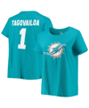 Fanatics Tua Tagovailoa Aqua Miami Dolphins Plus Size Fair Catch Name & Number V-neck T-shirt In Aqua