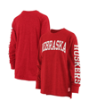 Pressbox Women's  Scarlet Nebraska Huskers Plus Size Two-hit Canyon Long Sleeve T-shirt In Scarlet