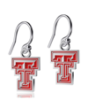 DAYNA DESIGNS WOMEN'S DAYNA DESIGNS TEXAS TECH RED RAIDERS SILVER-TONE ENAMEL DANGLE EARRINGS