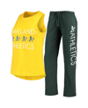 Concepts Sport Women's  Green, Gold Oakland Athletics Meter Muscle Tank Top And Pants Sleep Set In Green/gold