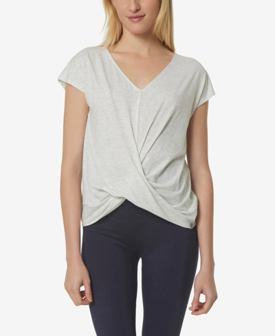 Marc New York Performance Women's Overlap Front T-shirt In Optic Heather