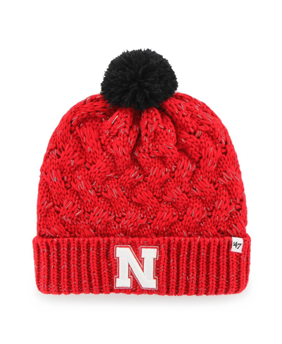 47 Brand Women's '47 Scarlet Nebraska Huskers Fiona Cuffed Knit Hat With Pom