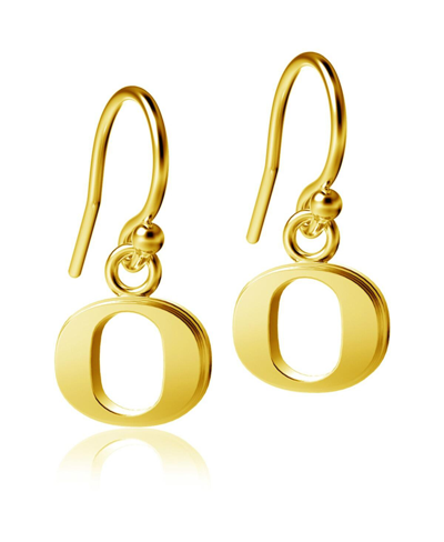 Dayna Designs Women's  Oregon Ducks Gold-tone Plated Dangle Earrings