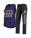 Concepts Sport Women's  Black, Purple Los Angeles Lakers Tank Top And Pants Sleep Set In Black/purple