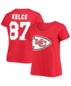 FANATICS WOMEN'S FANATICS BRANDED TRAVIS KELCE RED KANSAS CITY CHIEFS PLUS SIZE NAME NUMBER V-NECK T-SHIRT