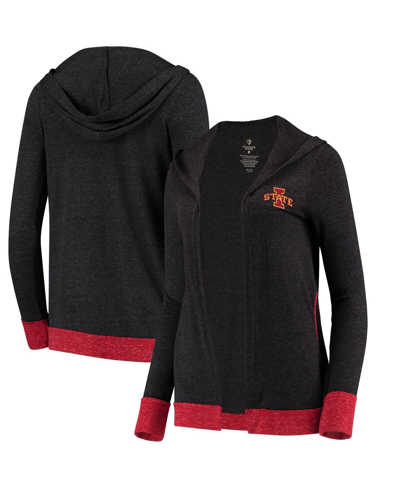 Colosseum Women's  Charcoal Iowa State Cyclones Plus Size Steeplechase Open Hooded Tri-blend Cardigan