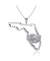 Dayna Designs Women's  Silver-tone Florida Gators Team State Outline Necklace In Silver-tone