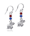 Dayna Designs Women's  Kansas Jayhawks Dangle Crystal Earrings In Silver-tone