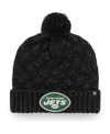 47 Brand Women's '47 Black New York Jets Fiona Logo Cuffed Knit Hat With Pom In Black
