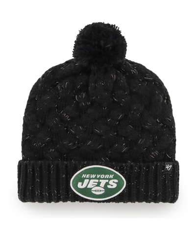 47 Brand Women's '47 Black New York Jets Fiona Logo Cuffed Knit Hat With Pom