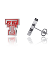 Dayna Designs Women's  Texas Tech Red Raiders Silver-tone Enamel Post Earrings In Silver-tone