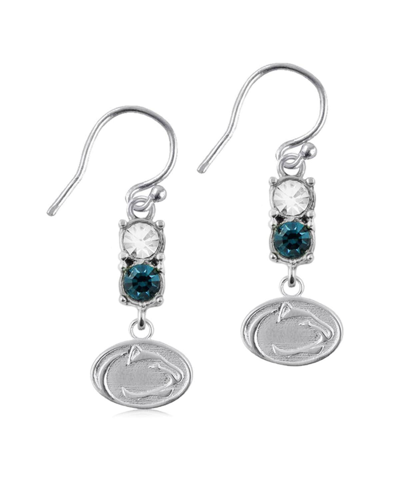 Dayna Designs Women's  Penn State Nittany Lions Silver-tone Dangle Crystal Earrings