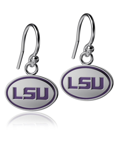 Dayna Designs Women's  Lsu Tigers Silver-tone Enamel Dangle Earrings