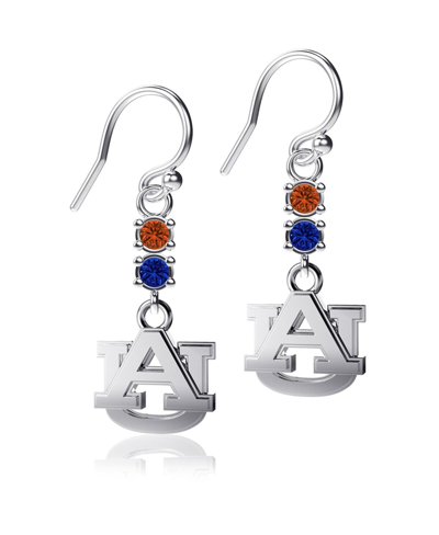 Dayna Designs Women's  Auburn Tigers Dangle Crystal Earrings In Silver-tone