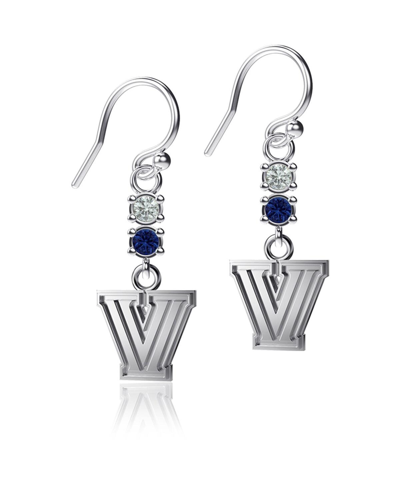 Dayna Designs Women's  Villanova Wildcats Dangle Crystal Earrings In Silver-tone