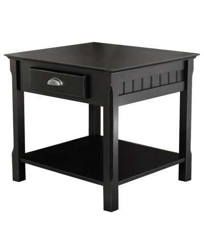 Winsome Timber End Table With One Drawer And Shelf In Black