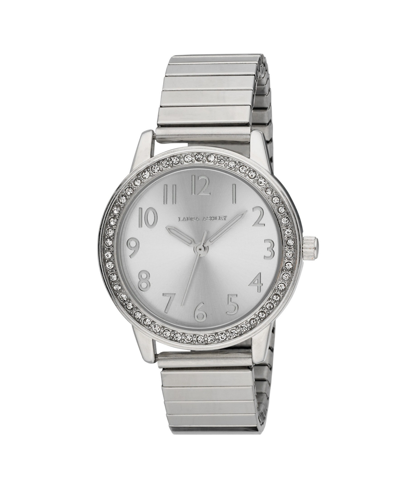 Laura Ashley Women's Stone Bezel Stretch Expansion Silver-tone Base Metal Bracelet Watch 33mm