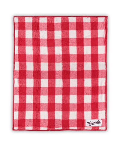 LOGO BRANDS WASHINGTON NATIONALS 50" X 60" BUFFALO CHECK FROSTY FLEECE BLANKET